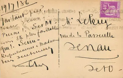Lourdes - Jaskinia i Bazylika — Cie des Arts Photomécaniques, n°27 — Rewers