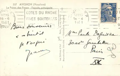 Avignon — Pałac Papieski — Front główna — Les Editions d'Art — Rewers