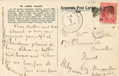 Londyn. Pałac St James's — wydawca J. Corbyn, S.W. — Rewers