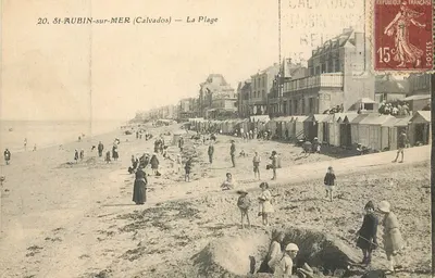 Bilhete postal antigo St-Aubin-sur-Mer (Calvados) A Praia