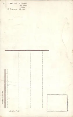Fiume circondato da alberi — Autunno — J. Lapina & Co. Parigi — Verso