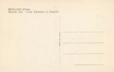 Meillant (Cher) — Cour d'honneur e Capela — Combier Imp. Macon — Verso