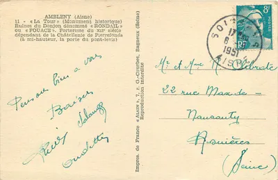 Ambleny (Aisne) — Ruínas do Donjon « Fouace » ou « Rondail » — Impres. de France — Verso