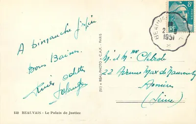Beauvais - Il Palazzo di Giustizia — C.A.P. n°150 — Verso