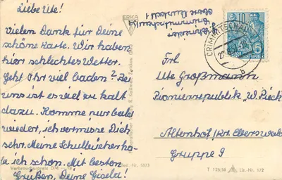 Crimmitschau i. Pa. - Estação de gôndola no Forsthaus Lahnpark — editor ERKA, número de série 5873 — Verso