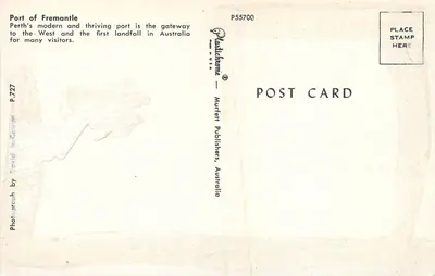 Porto de Fremantle — Porto moderno e próspero de Perth — Australomic, Murfett Publishers, Australia — Verso