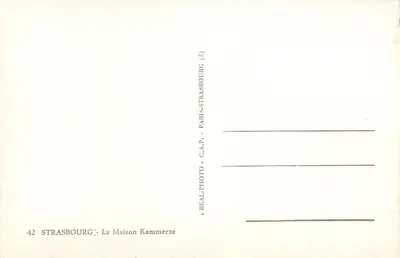 Strasburg — Dom Kammerze — REAL-PHOTO C.A.P. Paris — Rewers