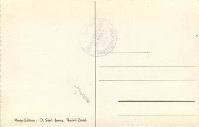 Belvédère-Furka — Alpi Vallesi — editore O. Süssli-Jenny, Thalwil-Zürich — Verso