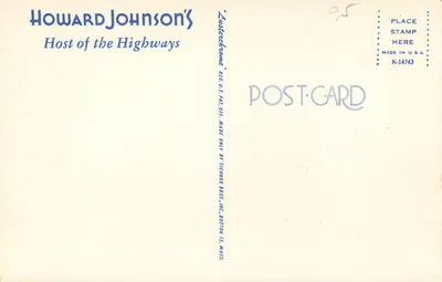 Howard Johnson's Moine Lodge — Restaurante e Lodge — editor Richmor Bros. Inc. Boston — Verso