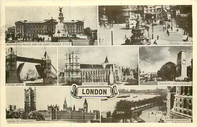 Londres — vista panorâmica de locais emblemáticos — editor desconhecido, n° 230A