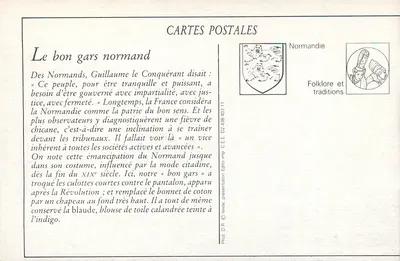 El buen muchacho normando — La Normandía — Tarjeta postal antigua — N° 112 — Reverso