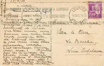 La Basilica e il Pic du Jer — Lourdes — Edizione di Lourdes — Verso