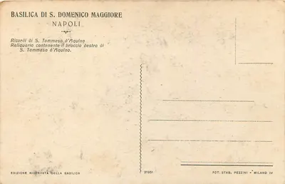 Bazylika S. Domenico Maggiore — Relikwiarz prawej ręki św. Tomasza z Akwinu — Wydawnictwo rezerwowe bazyliki — Rewers
