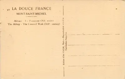Mont-Saint-Michel — Abbezie — Het Promenoir (12e eeuw) — Artistieke uitgave YVON, Parijs — Achterkant