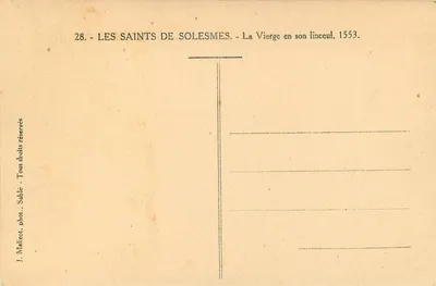 Die Jungfrau in ihrem Leichentuch, 1553 — Die Heiligen von Solesmes — J. Malicot, phot. Sable — Rückseite