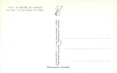 Le Rocher de Monaco — Cap Martin i Włochy — Wydawnictwo SE.P.T. - NICE — Rewers