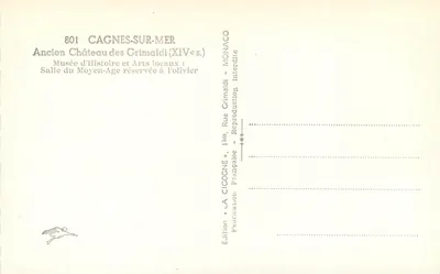 Stary Zamek Grimaldi (XIV wiek) — Sala średniowieczna przeznaczona dla oliwki — Wydawnictwo «La Cigogne» — Rewers