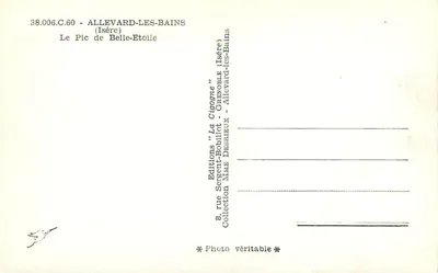 O Pic de Belle-Etoile — Allevard-les-Bains (Isère) — Edições Mme Debrieux — Verso