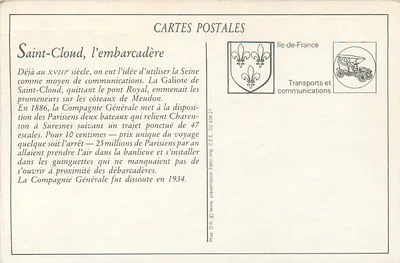 Saint-Cloud — La Seine y el Embarcadère — Editor C.E.E. n° D2 438 21 — Reverso