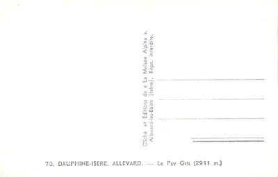 Le Puy Gris — Dauphiné-Isère — Edições La Maison Alpine — Verso