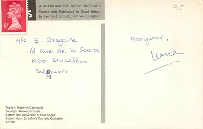 Norwich — widok panoramiczny — seria Cotman-color, wydane przez Jarrold & Sons Ltd, Norwic, Wielka Brytania — Rewers