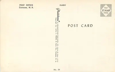 Biuro pocztowe — centralna figura — wydawca Julius L. Penha & Sons, nr 54 — Rewers