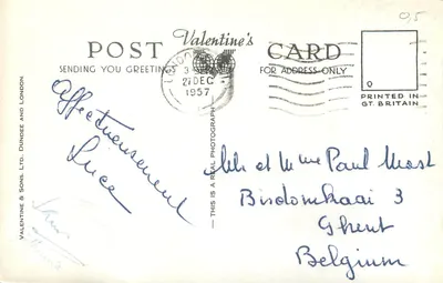 Parliament Square, Londyn — widok Big Ben i Parlamentu — kartka pocztowa Valentine, wydawca Valentine & Sons Ltd. nr K.919 — Rewers