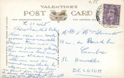 Zamek Dunvegan, Skye — Karta z Dniem Wszystkich Świętych — Valentine & Sons Ltd. n°214472 — Rewers