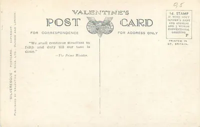 Pamiątkowy Zamek w Edynburgu - Scottish National War Memorial - Valentine's Postcard, Dundee & Sons Ltd. — Rewers