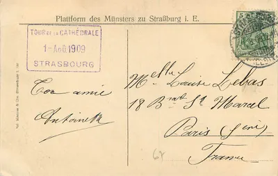 Strasbourg - Widok z Münster z czterech Türmchen — Verkauftpreis 10 Pfennig — Rewers