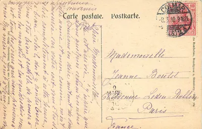 Gniazdo ptaka na dachu Strasburga — Strasburg, wydawca Hélio 364 — Rewers