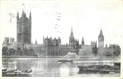 Casas do Parlamento, Londres — vista da Tamisa — Valentine's Postcard, n°38998