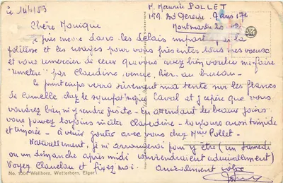 Mont-Blanc — widok z szczytów zasypanych śniegiem z kwiatami jabłoni w pierwszym planie — Drukarnia Wellhorn, Wetterhorn, Eiger, Nr 1004 — Rewers