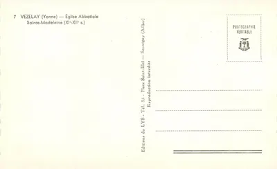 Vézelay (Yonne) — Igreja Abacial de Santa Madeleine (séculos XI-XII) — Éditions LYS — Verso