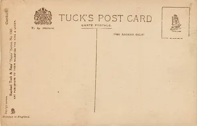 Estátua do Juiz Gwilym Williams — Cardiff Park — Tuck's Post Card No. 1561 — Verso