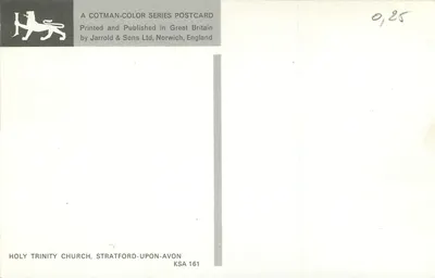 Święta Trójca — Stratford-upon-Avon — Cotman-Color Series, KSA 161, Jarrold & Sons Ltd — Rewers