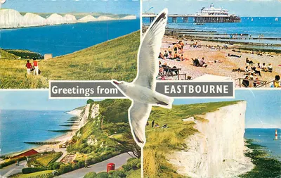 Eastbourne — Les Sept Sœurs, Holywell Gardens, Beachy Head e farol — Published by D. Constance Limited