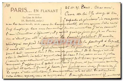 El León de Belfort — París — editor Becuwe, n°3 — Reverso
