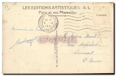 Paris — Der Löwe von Belfort — Denkmal für die Nationale Verteidigung — Werk von Bartholdi — Verlag A.L. n°106 — Rückseite