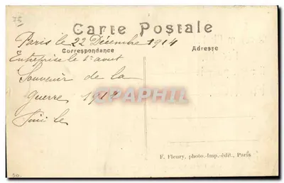 Paris (XIVe arrt) — Leão de Belfort e Boulevard Raspail — F. Fleury, foto.-Imp.-edit., Paris — Verso