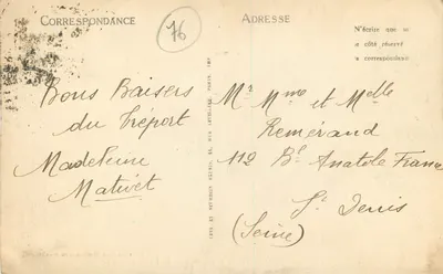 Le Tréport — A Escada da Falésia — Edição das Novas Galerias — n° 192 — Verso