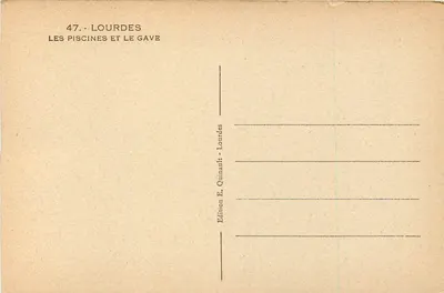 Lourdes — Le piscine e il Gave — Edizione E. Quinault - Lourdes — Verso