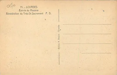 Lourdes — Entrada do Rosário — Bênção do Santíssimo Sacramento — Edição P. Doucet — Verso
