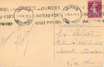 Benedyktura chorych w Lourdes — Zamek-Fort — Wydawnictwo E. Quinault — Rewers