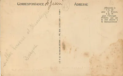 Bilhete postal antigo Behobie(B P) A Ilha dos Pássaros ou da Conferência Onde Foi Assinado o Tratado dos Pirineus (1359) — Verso