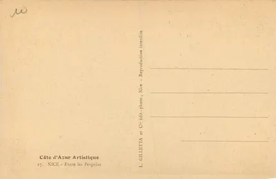 Nice — Między pergolami — L. GILLETТА, Artystyczna Côte d'Azur, n°27 — Rewers