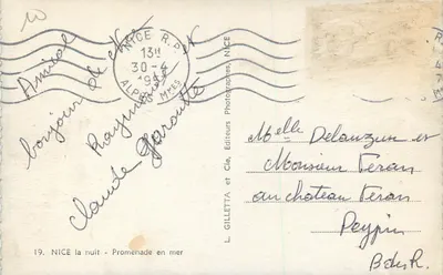 NICE à noite — Promenade en mer — L. GILLETTA et Cie, NICE — Verso