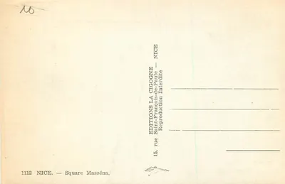 Praça Masséna — Nice — Edições La Cigogne — Verso