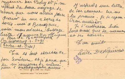 Widok zatoki Cannes — wydawca Rella, kolekcja 'La Côte d'Azur' nr 81 — Rewers