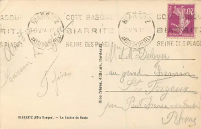Het Rocher du Basta — Biarritz (Côte Basque) — Bloo frères, uitgevers, Bordeaux — Achterkant